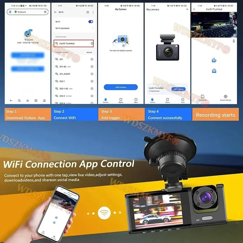 Cámara Dashcam para Auto WiFi — Visión Nocturna 1080P