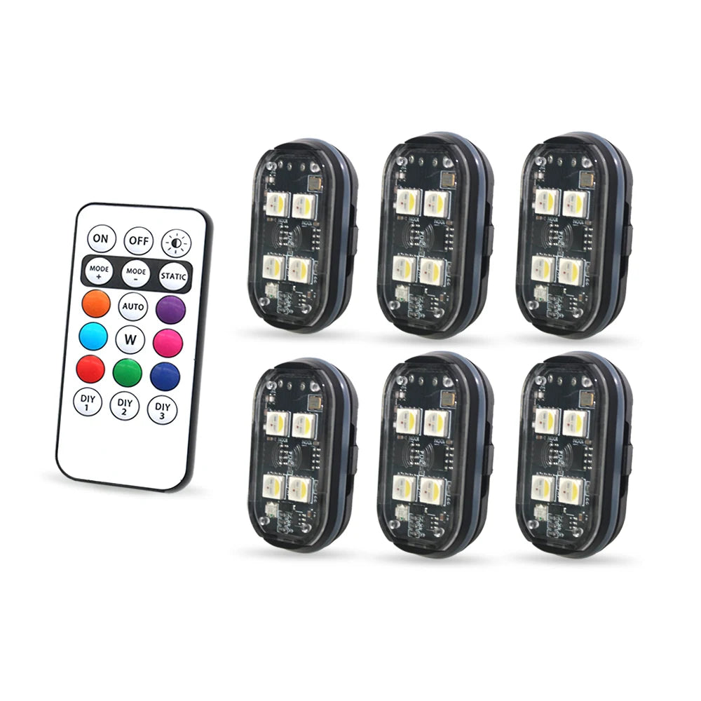 Luces Estroboscópicas LED para Auto — 8 Colores Recargables