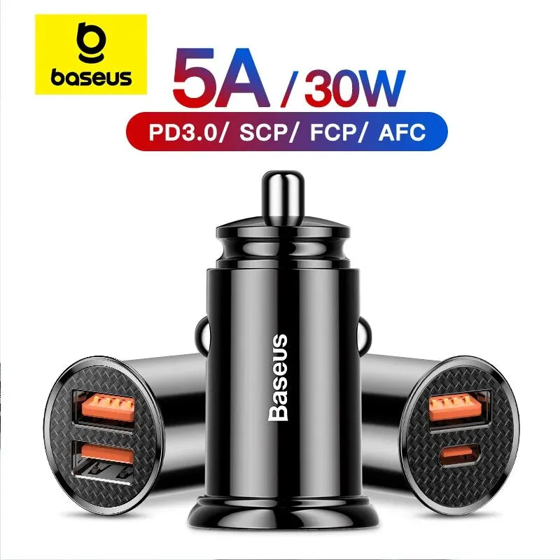 Cargador USB-C para Auto Baseus — Carga Rápida 30W