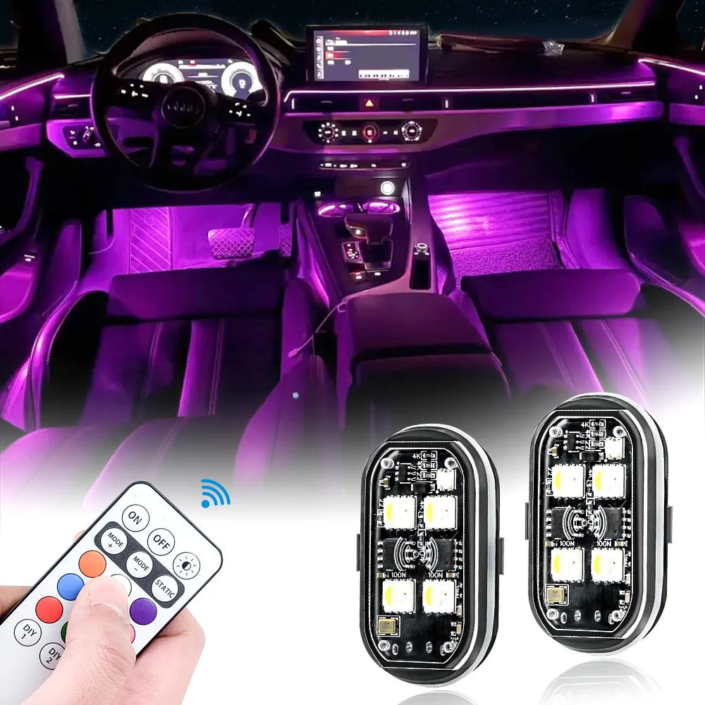 Luces Estroboscópicas LED para Auto — 8 Colores Recargables