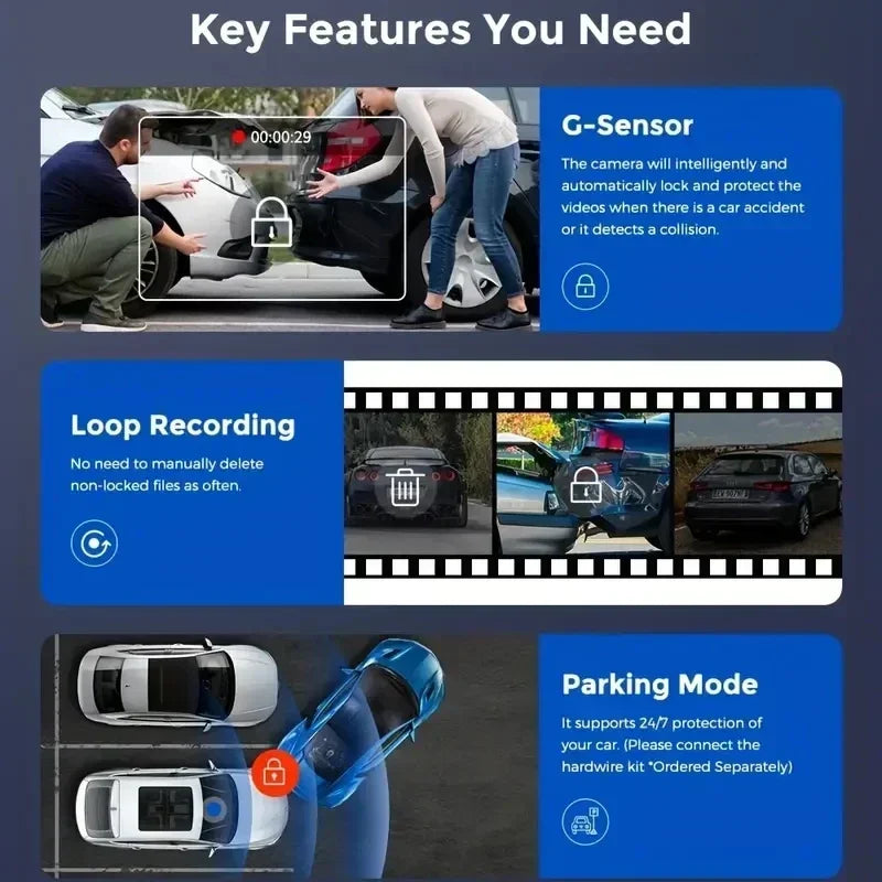Cámara Dashcam para Auto WiFi — Visión Nocturna 1080P