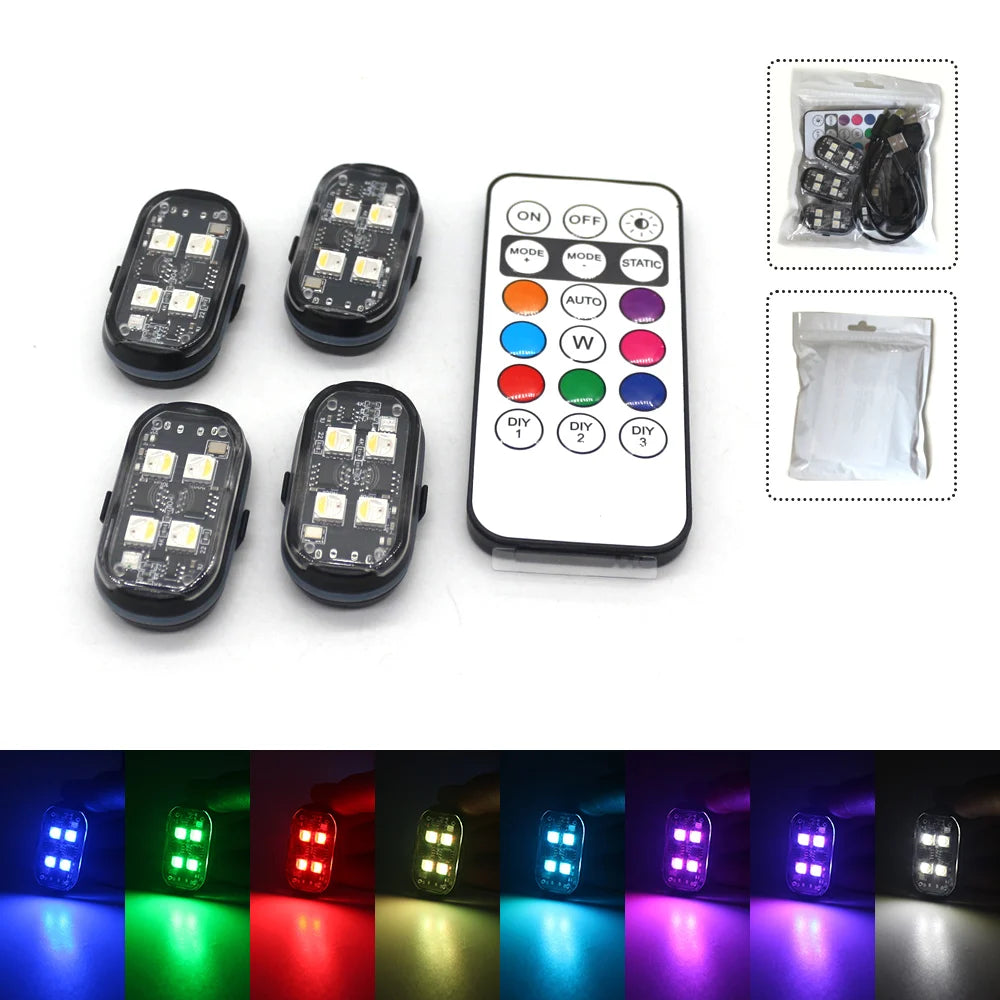 Luces Estroboscópicas LED para Auto — 8 Colores Recargables