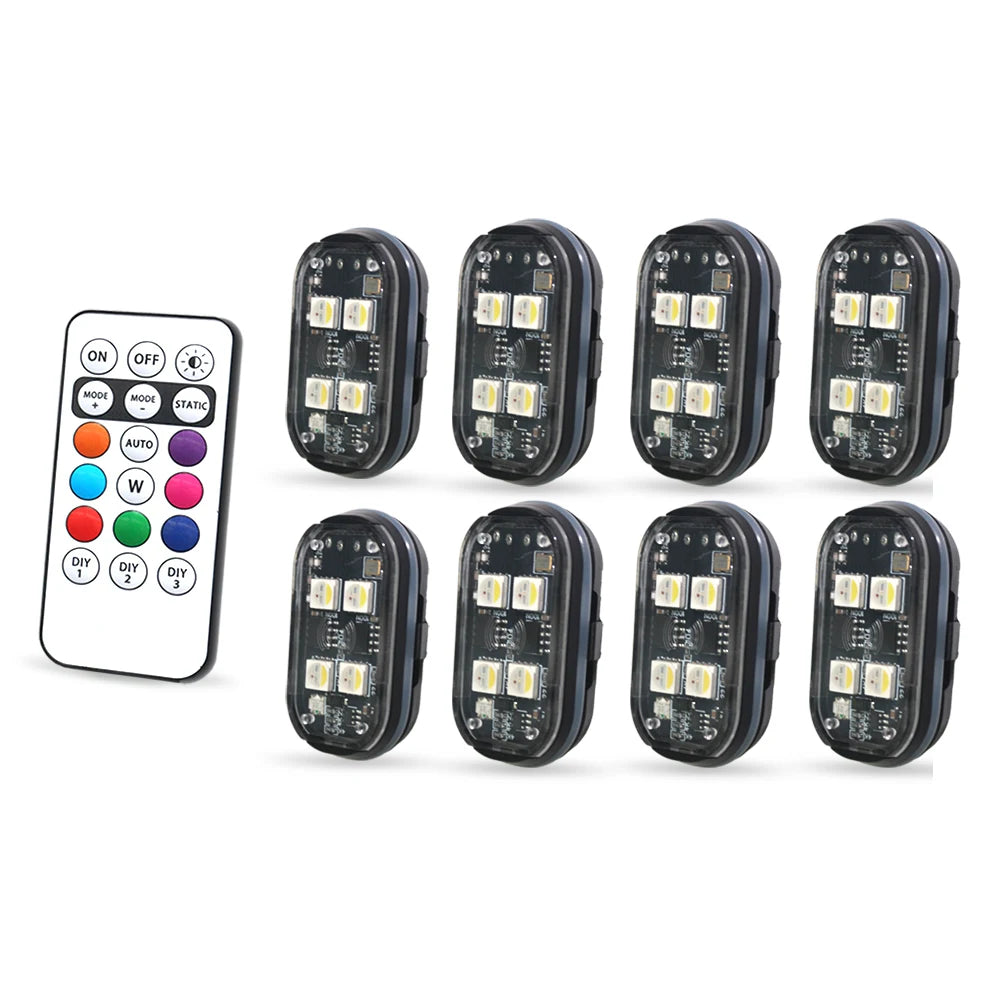Luces Estroboscópicas LED para Auto — 8 Colores Recargables